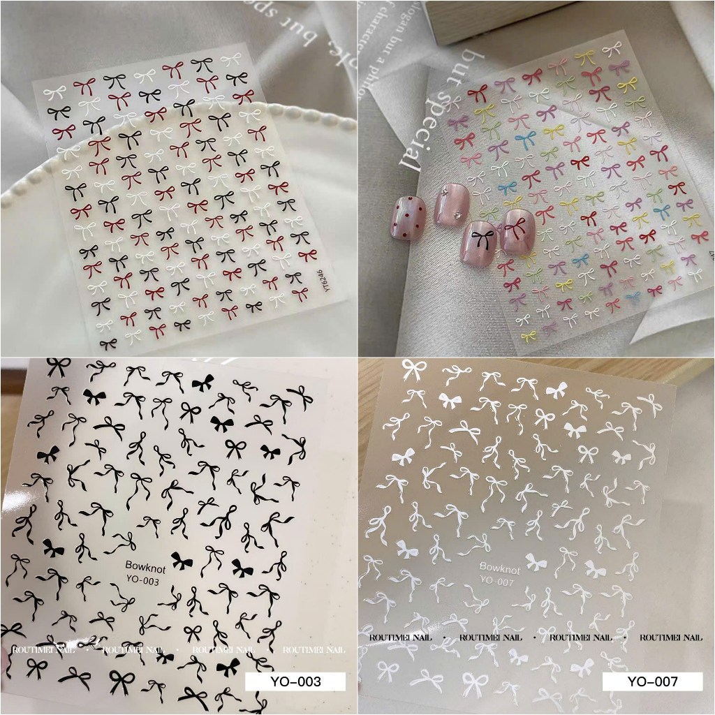 Sticker bướm chảy, Sticker nơ ngọc, Sticker hot trend 2024 miếng dán móng tay nail, sticker nail tra