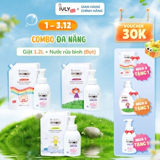  Combo Nước Giặt Quần Áo Hữu Cơ IVLY Nature 1200ml + Nước Rửa Bình Sữa Dạng Bọt ivly001 