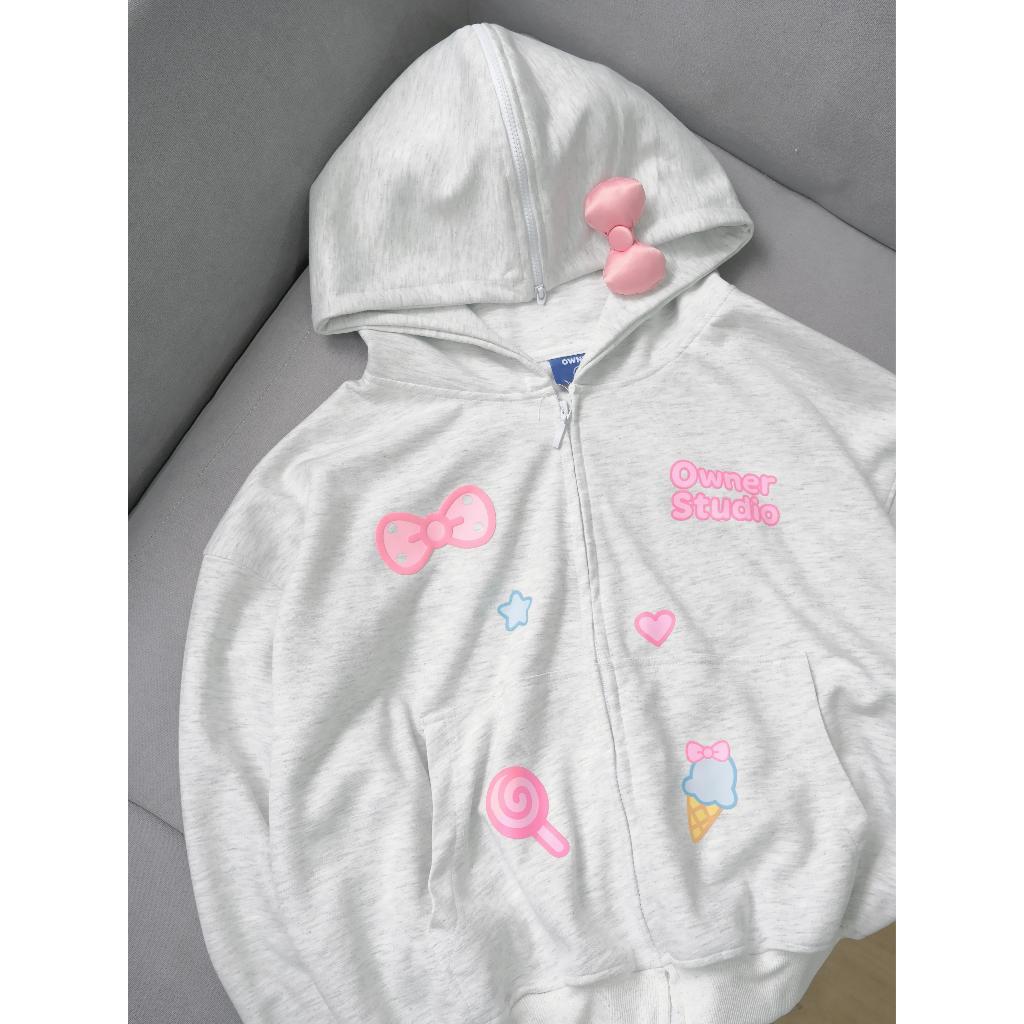 Áo khoác nỉ 2 mặt KHÔNG DÀY dây kéo SWEET OWNER Form Boxy - OWNER Hoodie Zip