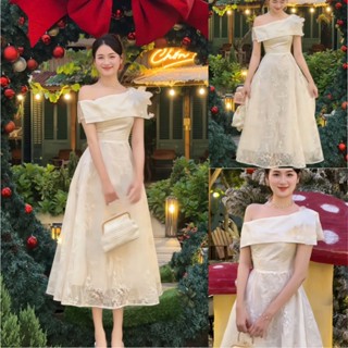  Đầm Ren Dự Tiệc Lệch Vai Y76  kèm tag hoa ngắn kèm quần bảo hộ  Sang Trọng Tôn Dáng 