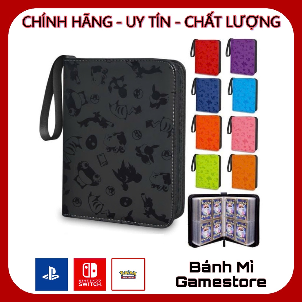 Binder có dây kéo đựng thẻ bài TCG bo góc 4 ngăn họa tiết Pokemon