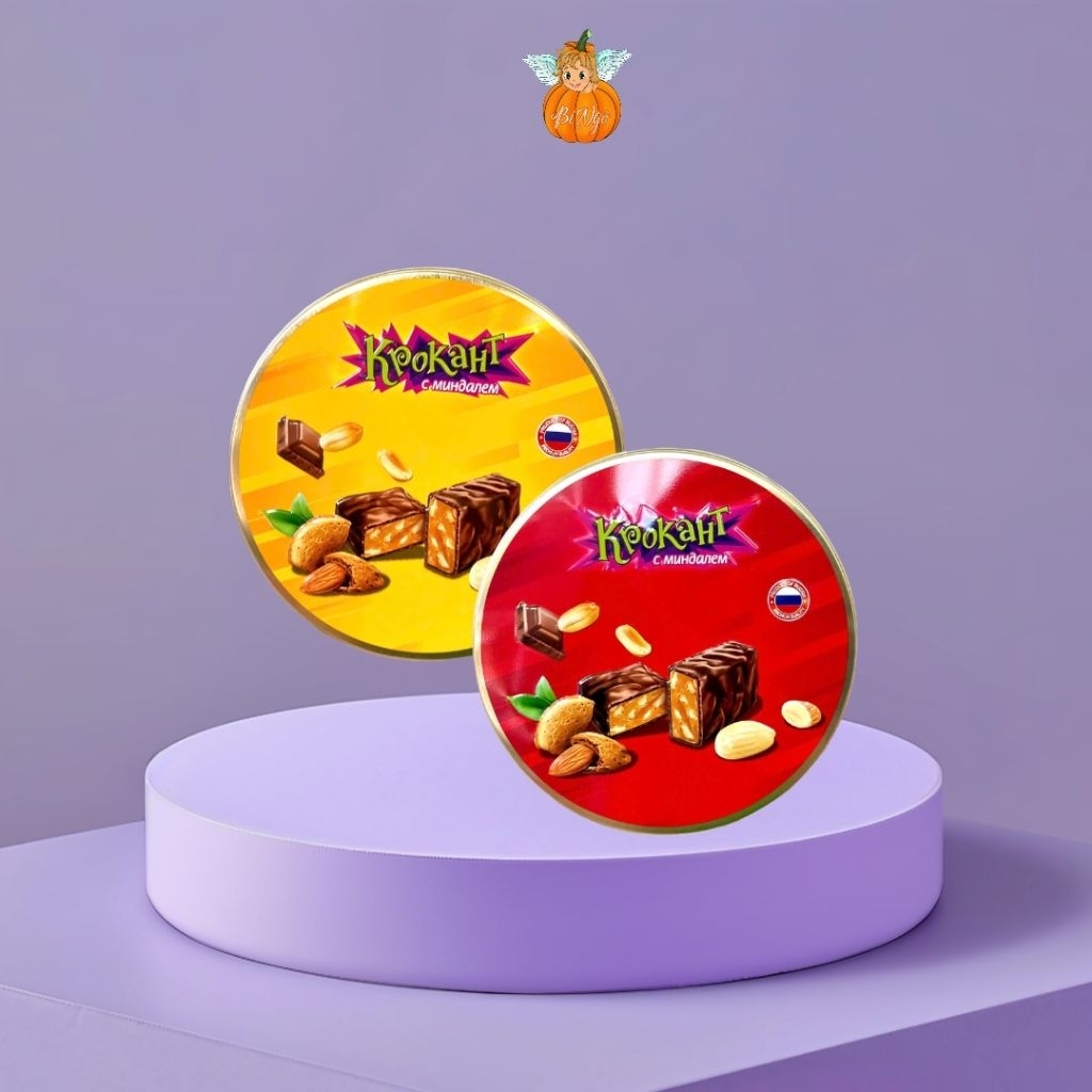 Kẹo Socola Hộp Thiếc Tròn Đậu Phộng Hạnh Nhân Krokaht Nga Socola Hòa Quyện Cùng Đậu Phộng&Hạnh Nhân 