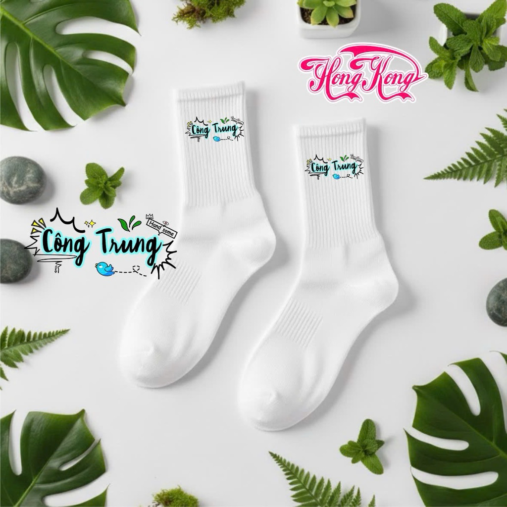 Tất in tên theo yêu cầu | trend tất thể thao