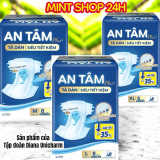  Hỏa tốc  80 miếng Tã bỉm dán người lớn An tâm m8 l8 xl8 Tã dán Phú đạt Có vách chống tràn cho người già M L và Xl 