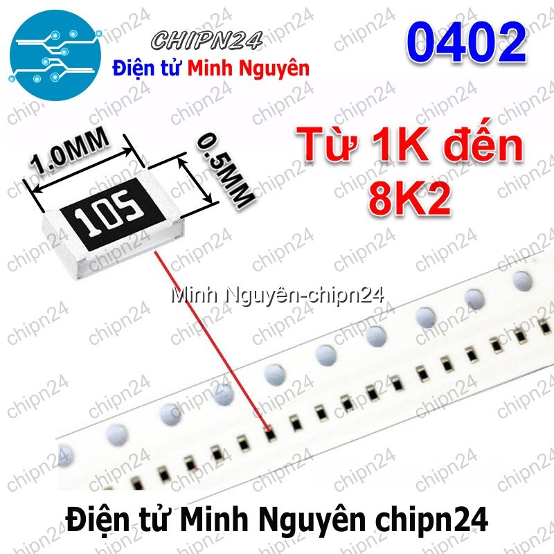 [50 con] (G39) Điện Trở dán SMD 0402 1% (1.0*0.5mm) (Từ 1K đến 9K1) - [Chọn Loại]