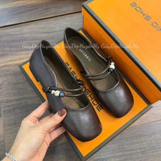    Giày Dép Huyền My   Giày Bệt Nữ Da Mềm Cao Cấp Quai Ngọc Hàng Cao Cấp Full Hộp - LT51 