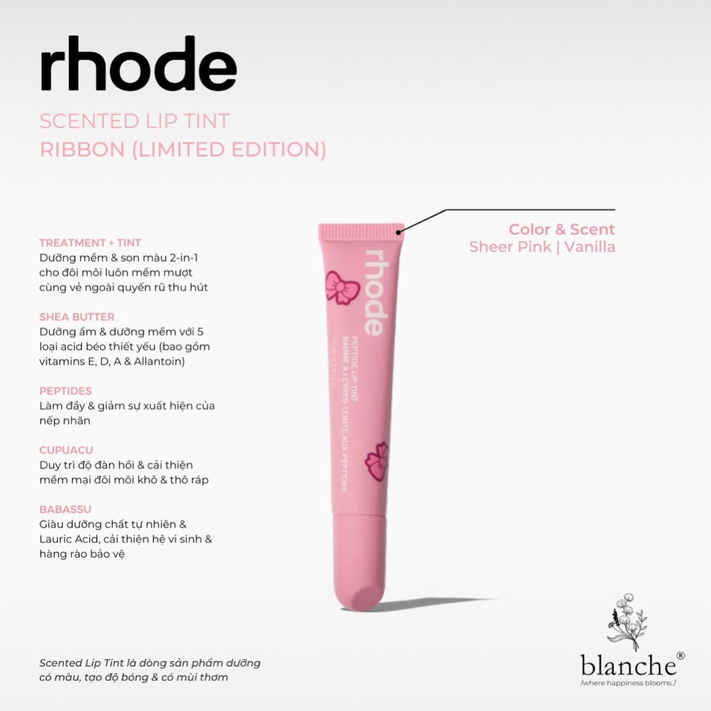 Son Dưỡng Môi Rhode Scented Lip Tint & Lip Treatment 10ml & Ốp Điện Thoại Rhode Lip Case & Snap On - Blanche SkinLab