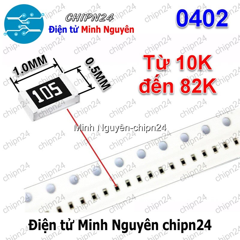 [50 con] (G40) Điện Trở dán SMD 0402 1% (1.0*0.5mm) (Từ 10K đến 91K) - [Chọn Loại]