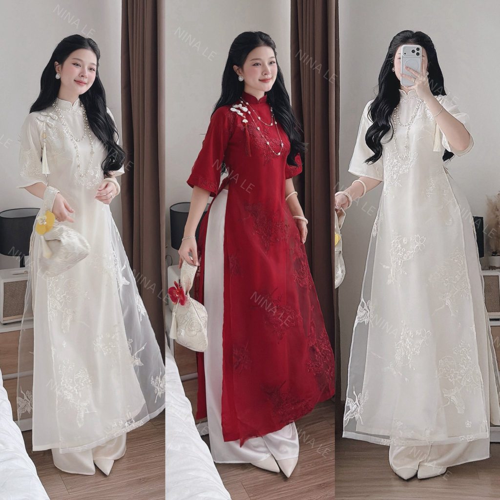 (HỎA TỐC SG) Áo dài cách tân thêu họa tiết chim hạc cao cấp Hạ Vũ | BigBuy360 - bigbuy360.vn