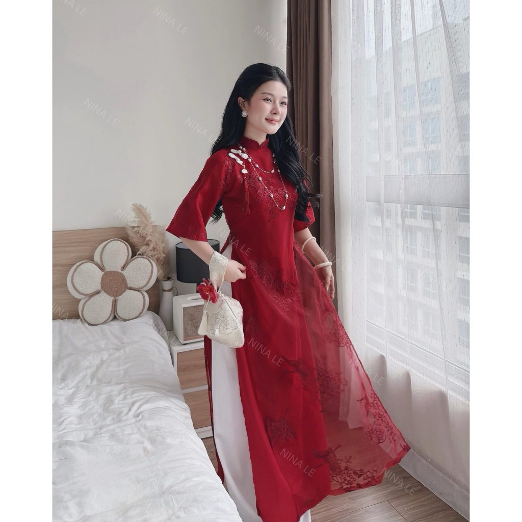 (HỎA TỐC SG) Áo dài cách tân thêu họa tiết chim hạc cao cấp Hạ Vũ | BigBuy360 - bigbuy360.vn