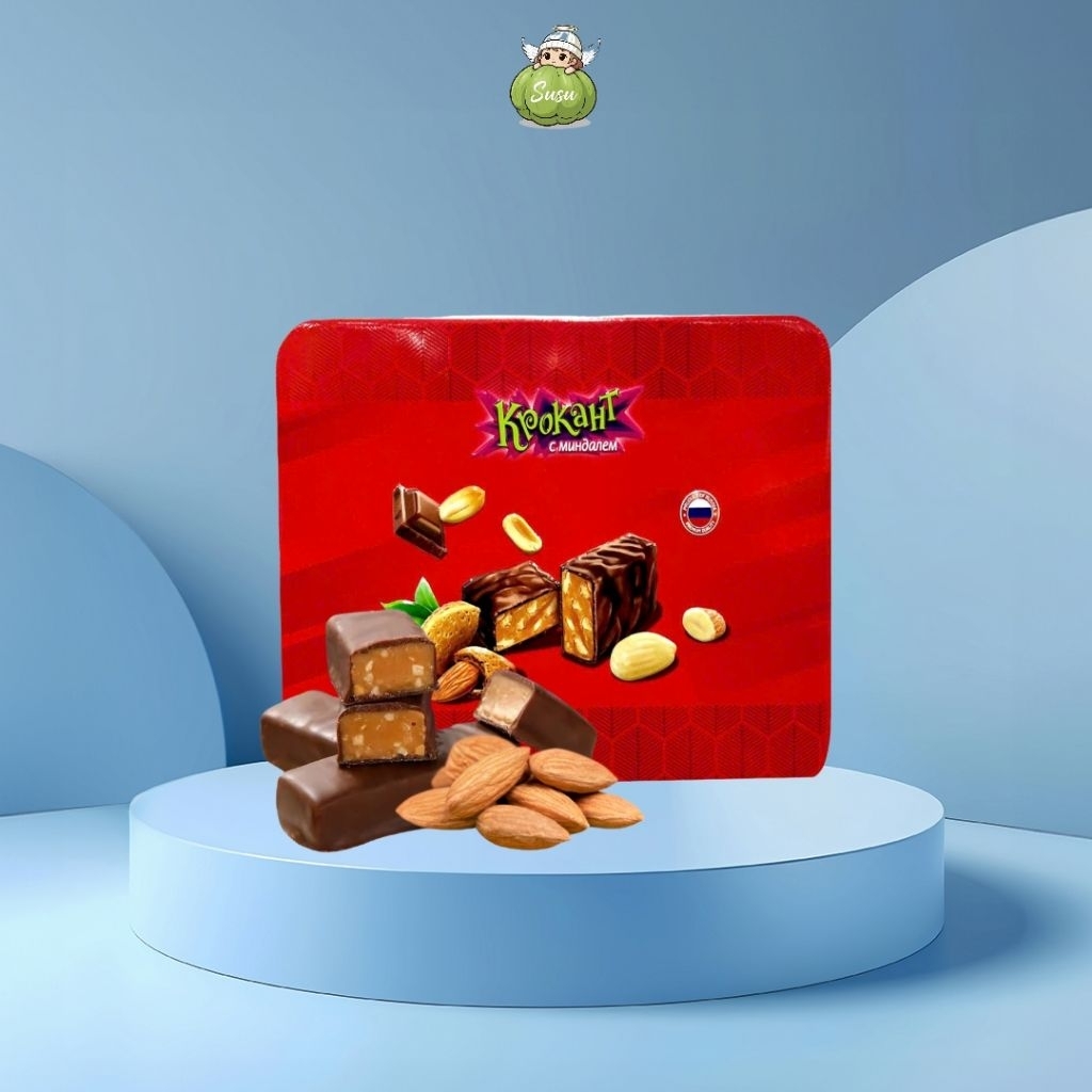 Kẹo Socola Hộp Thiếc Đậu Phộng Hạnh Nhân Krokaht Nga Socola Ngọt Mềm Với Nhân Đậu Phộng Và Hạnh Nhân