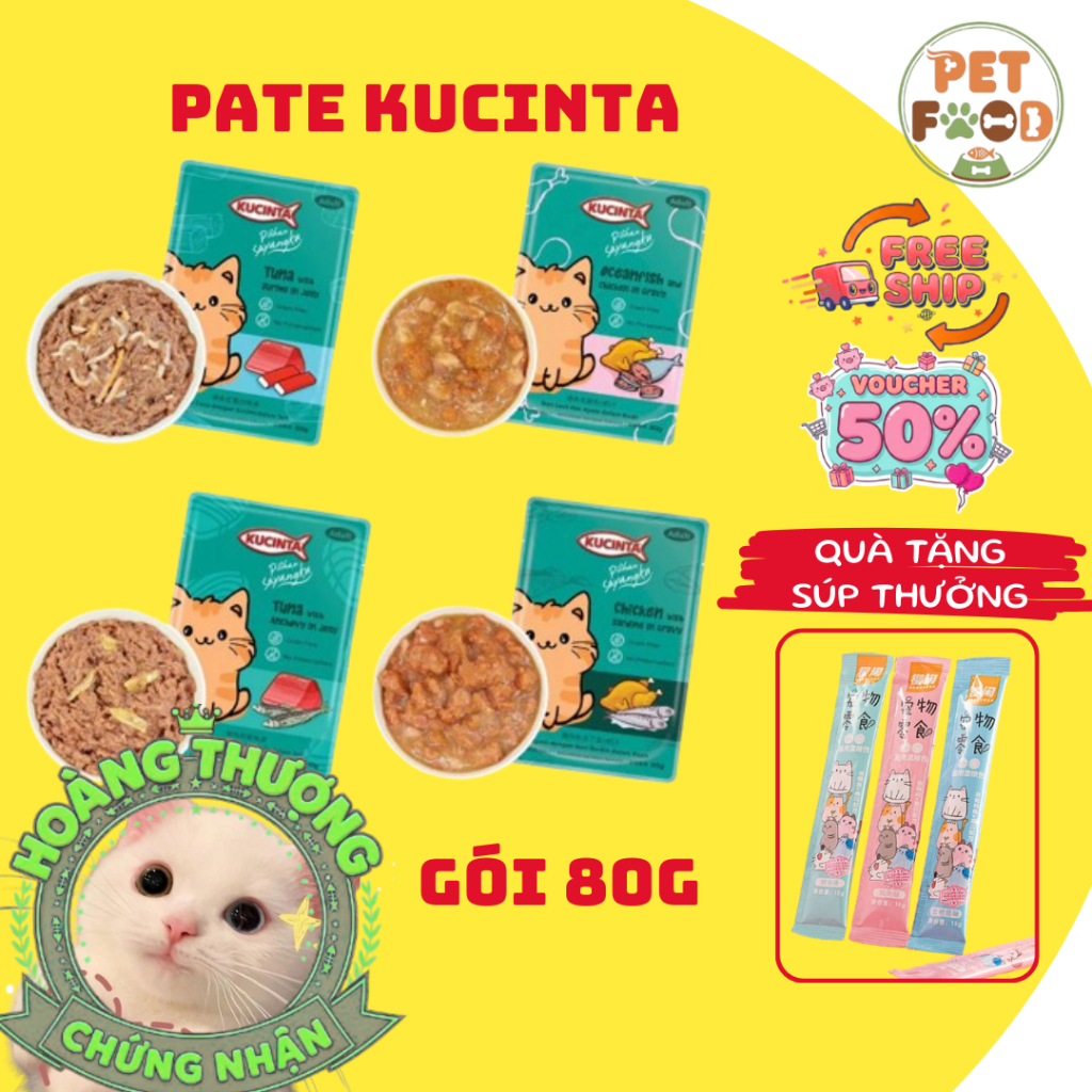 {GIÁ SỈ}Pate KUCINTA Gói 80g Dành Cho Mèo - Pate Mèo Cam Kucinta Nhập Khẩu Malaysia