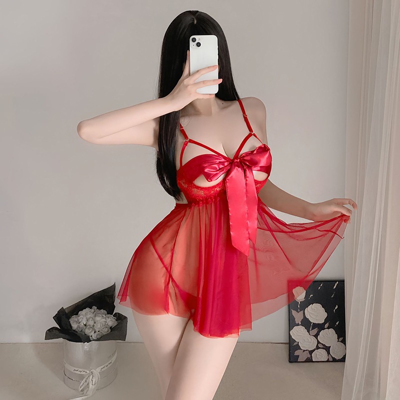 Váy ngủ ren xuyên thấu có gọng cột dây ngực siêu xinh gợi cảm đầm mặc nhà voan mềm mại tặng chip lọt khe PEACHY P139 | BigBuy360 - bigbuy360.vn