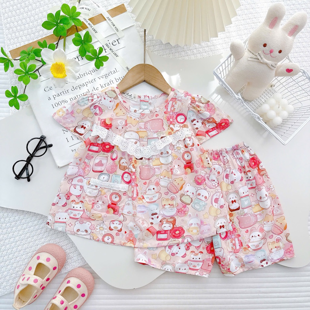 [10-44kg] Đã trừ hao rút, Bộ tole lững đô nhọn bé gái chất mịn đẹp [Tiệm nhà Châu Vy]