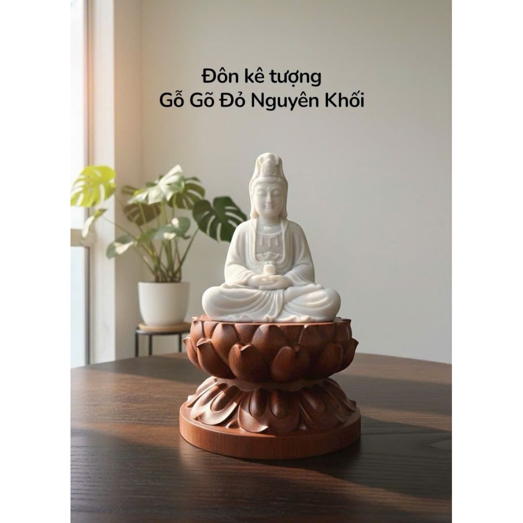 ĐÔN KÊ TƯỢNG HOA SEN GỖ GÕ ĐỎ | ĐÔN TƯỢNG GỖ | Đôn Gỗ kê tượng Gỗ Gõ Nguyên Khối | Đế Đài Sen | Tấm 