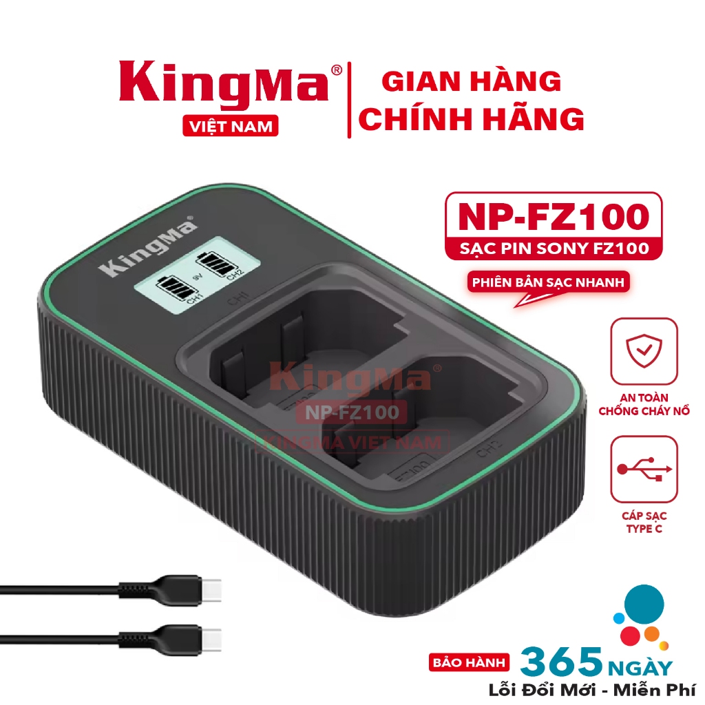 Đốc Sạc Đôi NP-FZ100 Phiên Bản Mới V3 Chính Hãng KINGMA. Bảo Hành 12 Tháng ( Đổi Mới )