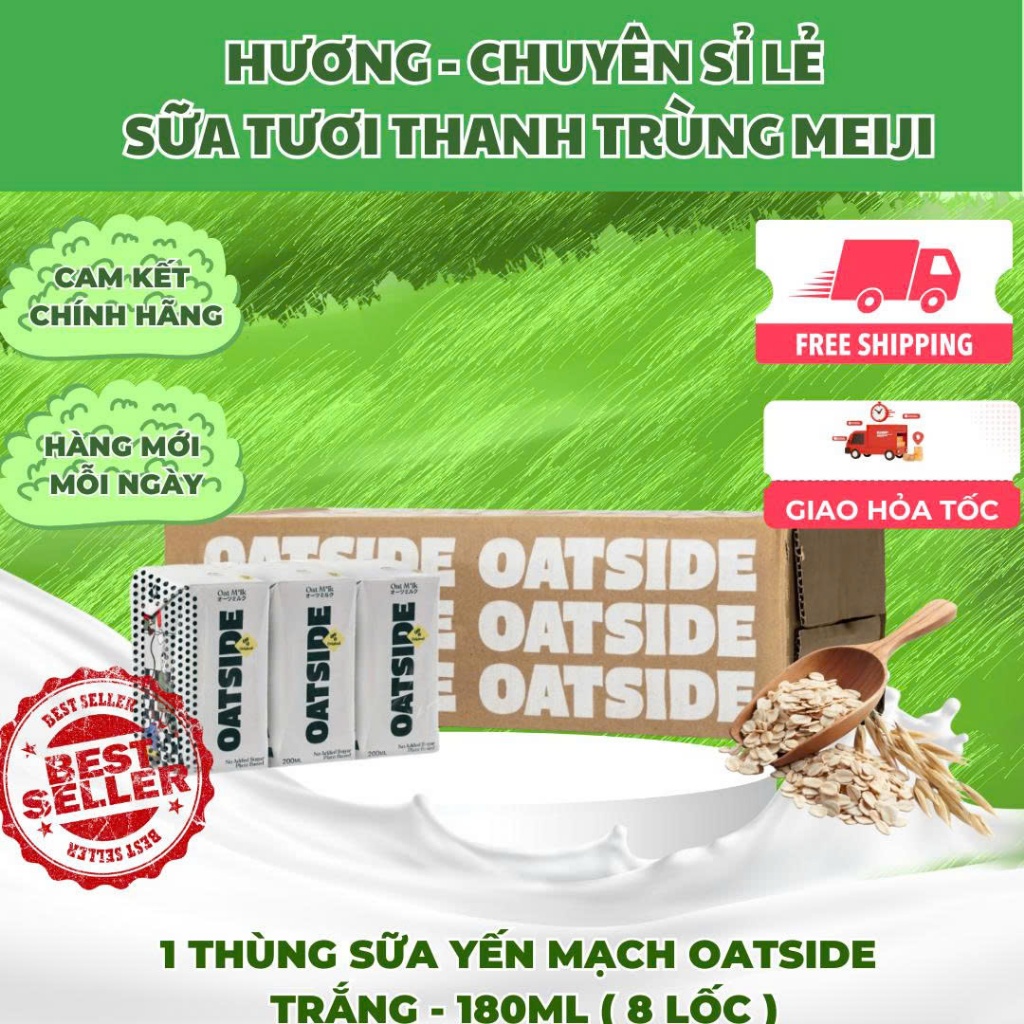 Lốc  - Sữa Yến Mạch Oatside 180ml Trắng