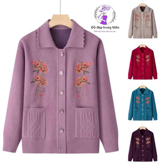  Áo Len Cho Người Già Áo khoác Lót Lông Cho bà Cho mẹ Chất Liệu Len Dày Mềm Mại Không Xù Lông 