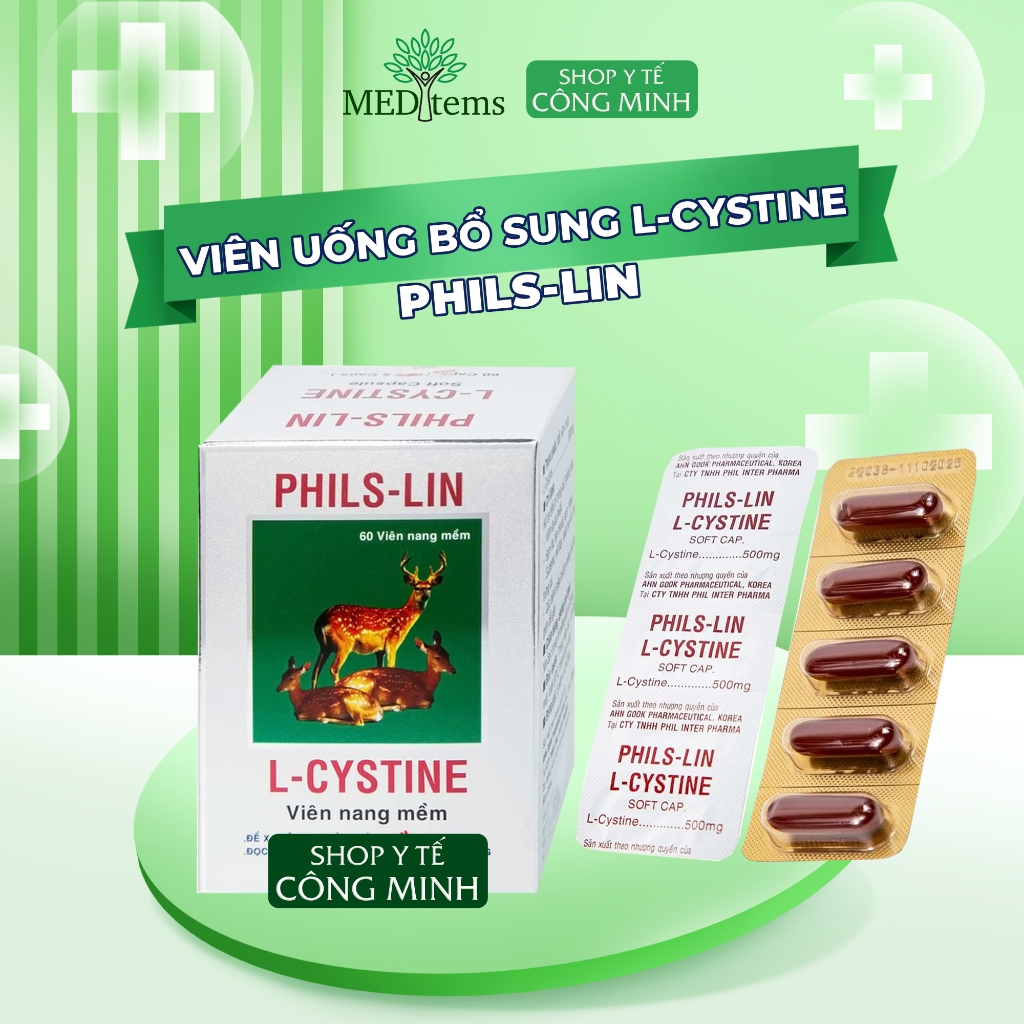 [Chính hãng - Hộp 60 viên] Viên Uống Hỗ Trợ Tóc, Da Sáng Khoẻ Cung Cấp L - CYSTINE PHILS-LIN