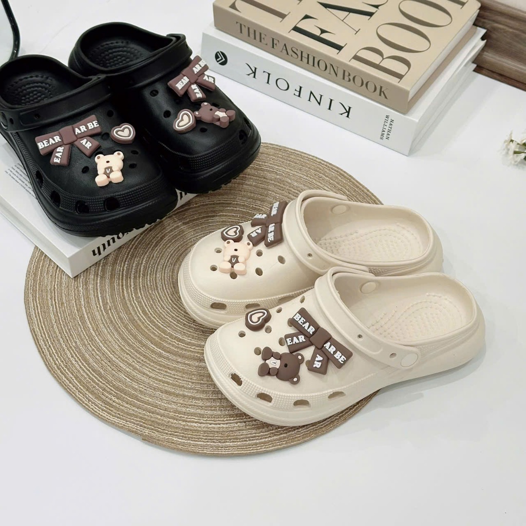 Sandal nữ đi học, Dép sục nữ thoáng chân kèm charm nổi nhiều mẫu chất eva