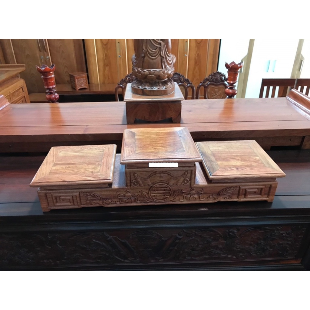 Tam cấp kê bát hương bằng gỗ Hương, tam sơn gỗ Hương sơn PU bóng cao cấp