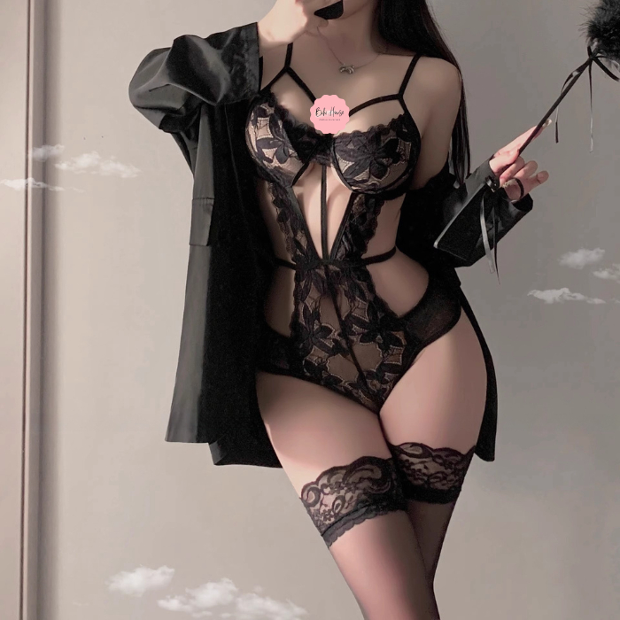 Đồ lót liền thân ren xuyên thấu phối hoa quyến rũ cám dỗ bodysuit áo liền quần hở lưng siêu xinh gợi cảm BIKI HOUSE N947 | BigBuy360 - bigbuy360.vn