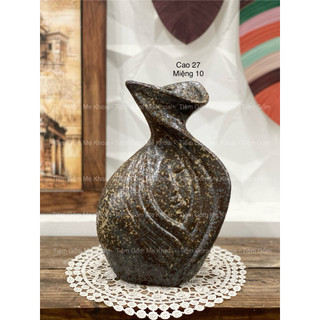 (Hỏa tốc) Lọ hoa men đá cháy nâu decor, kệ tivi, tủ trang trí - Gốm Bát Tràng