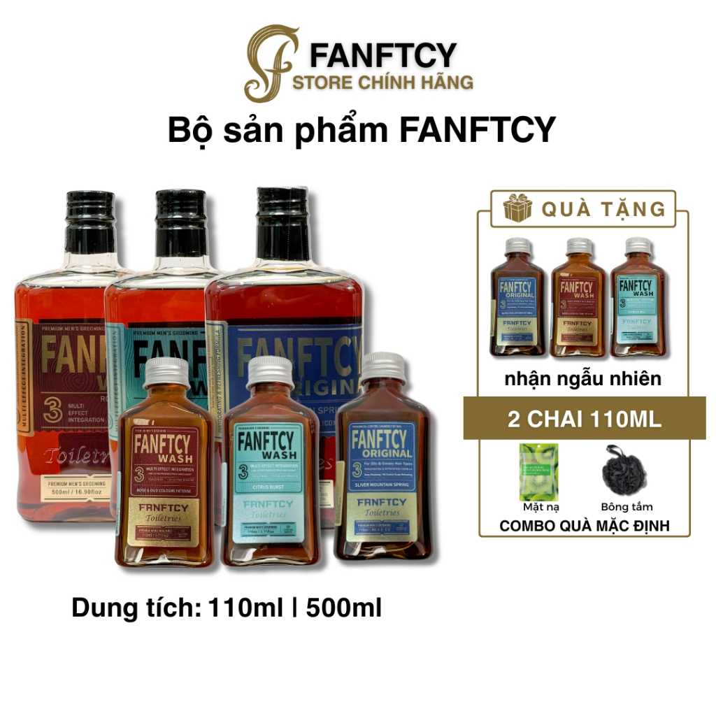 Dầu gội, sữa tắm nam cao cấp Fanftcy Original, Citrus Burs, Rose & Oud 110ml | 500ml