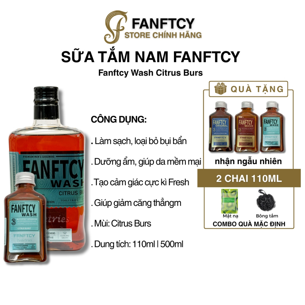Sữa tắm nam Fanftcy Wash Citrus Burs 110ml | 500ml cao cấp chính hãng