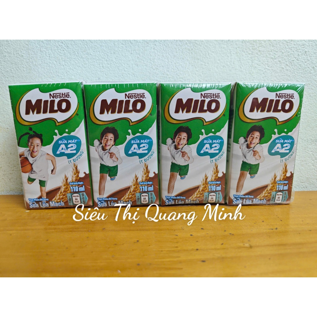 Lốc Sữa Mát Milo A2 110ML Cao Cấp Vị Bé Thích (4Hộp x 110ML)