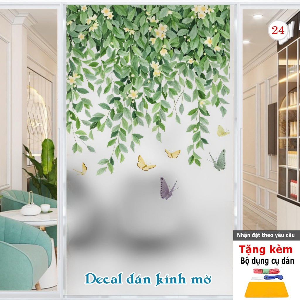 Decal Dán Kính Dây leo số 2– Chất liệu Cát Mờ Cản Sáng Nhẹ, Họa Tiết 2 Chiều, nhận đặt theo yêu cầu 