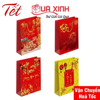  Combo 5 Túi Giấy Đựng Quà Tết Chất Liệu Cán Vân Nổi KT 32x42x13cm   # TÚI TẾT   