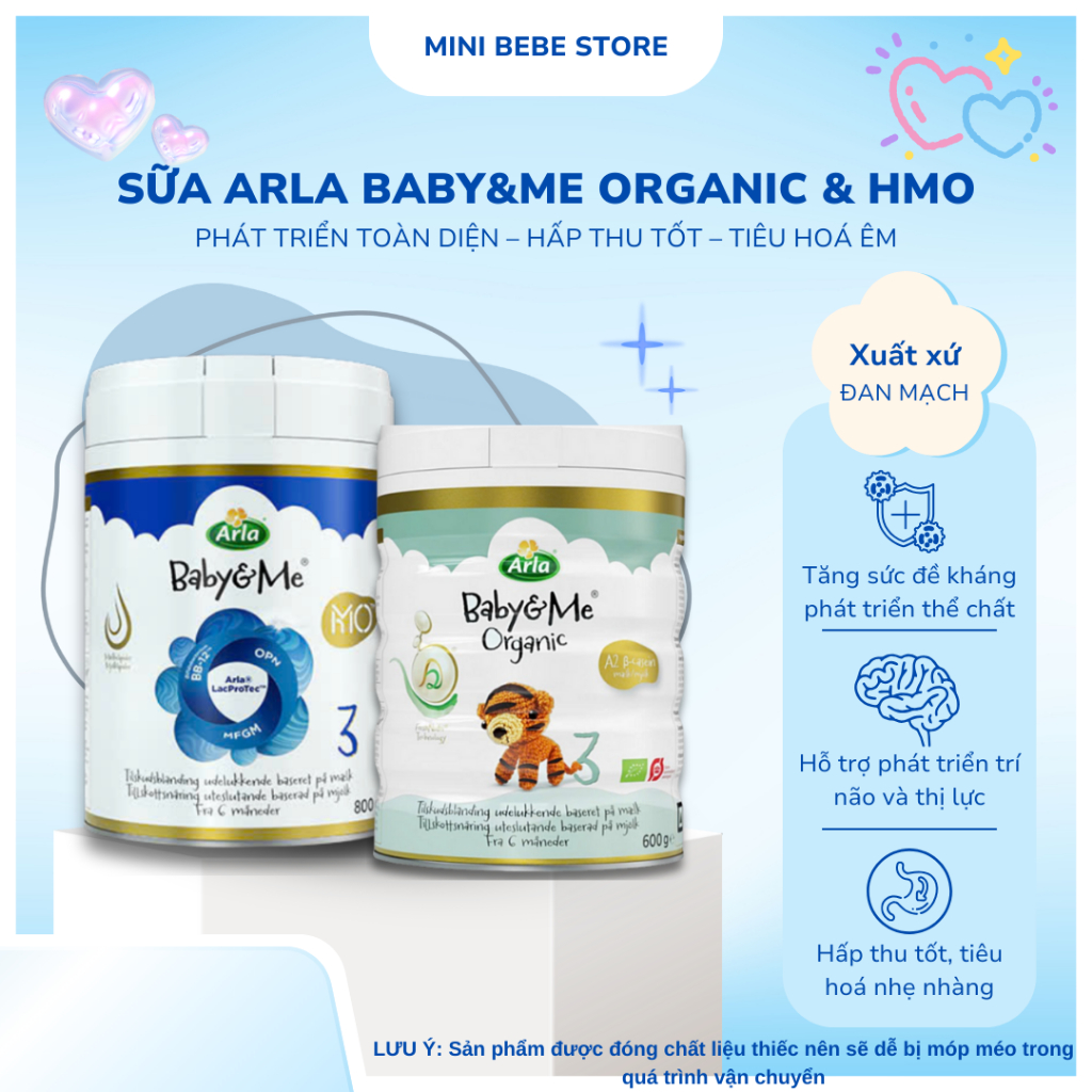 [Mini BeBe] Sữa bột Arla Baby&Me Organic/ HMO Hữu Cơ cho bé