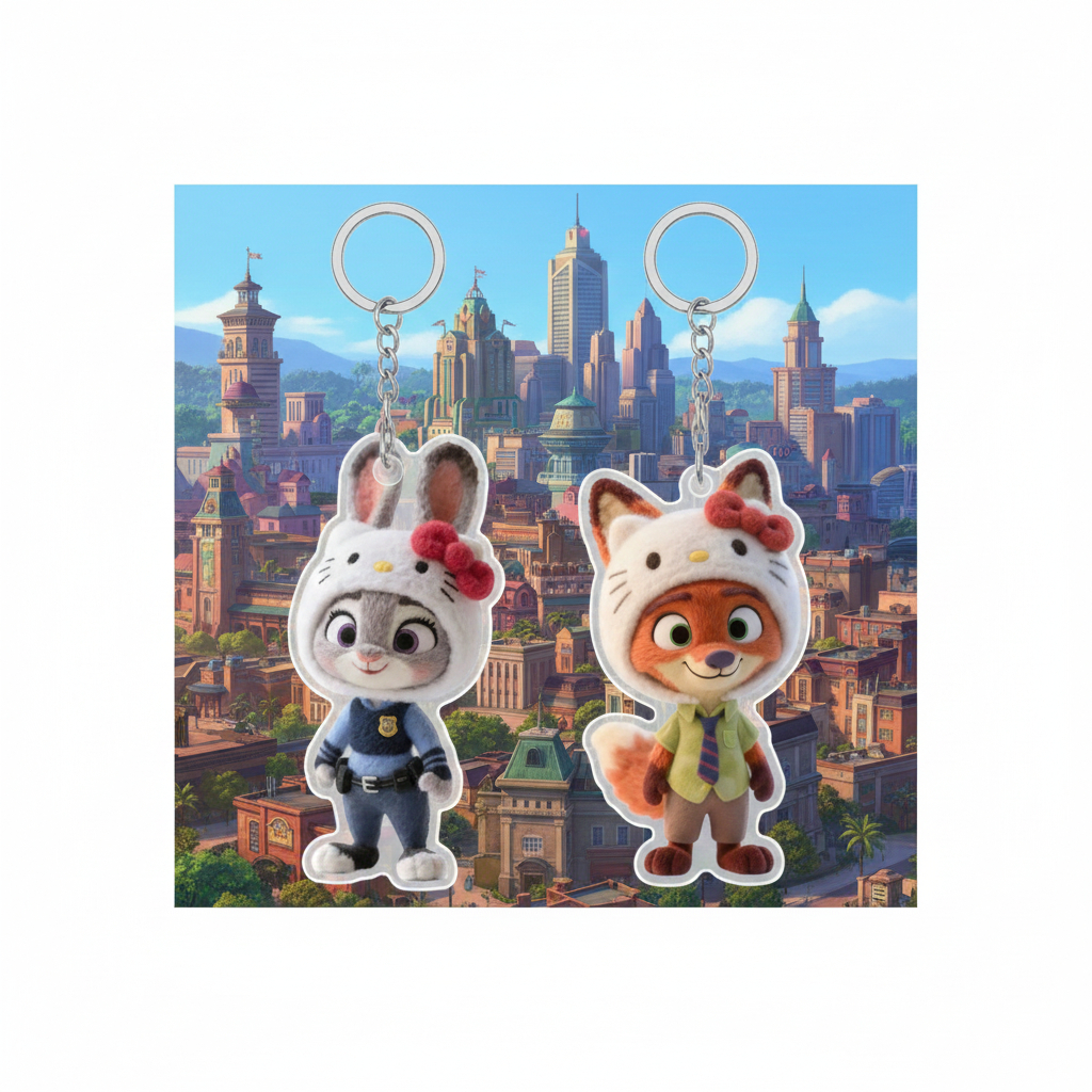 MÓC KHOÁ COUPLE CẶP ĐÔI ZOOTOPIA NICK VÀ JUDY MANG MŨ Mary Shop