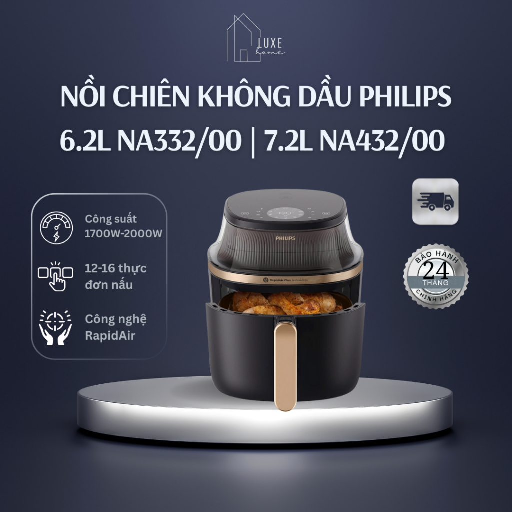 Nồi chiên không dầu Philips NA332/00 6.2l | NA342/00 7.2l - Bảo Hành Chính Hãng