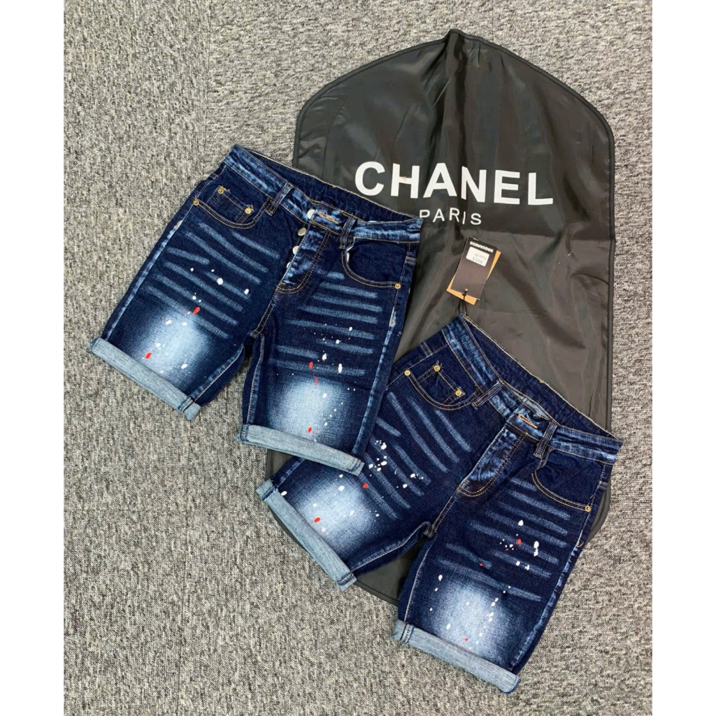Quần short nam Dsquared2 đen  trơn có số 2 bên túi, quần jean nam hàng Quảng Châu chất denim trẻ tru