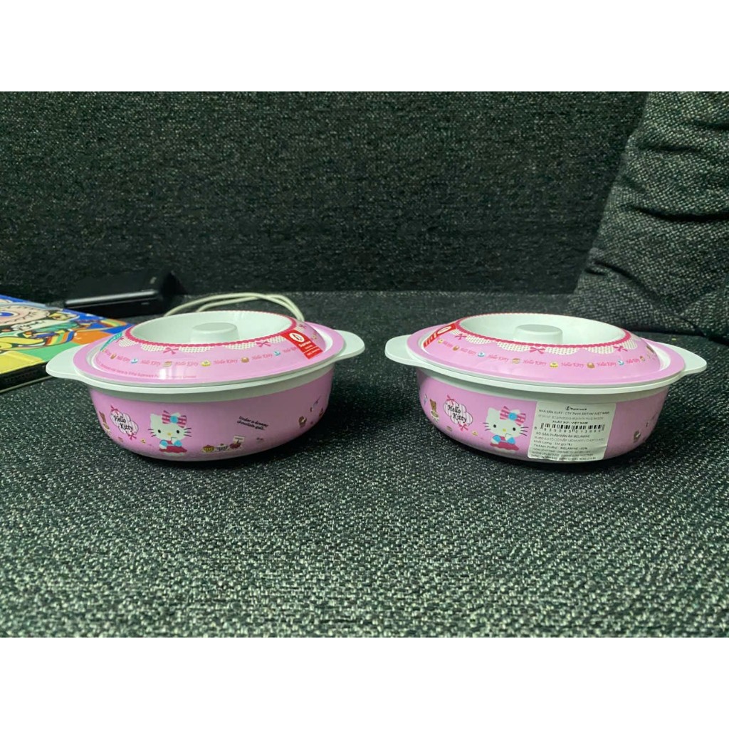 TÔ CÓ NẮP 14CM NHỰA MELAMINE HÌNH KITTY CHO BÉ