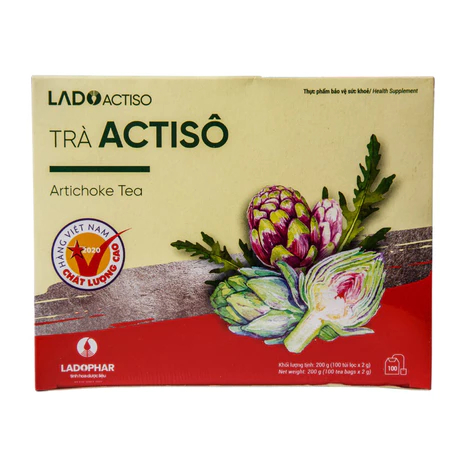 Trà Atiso Túi Lọc Mát Gan Giải Độc Hộp 100 Túi Lọc Ladophar Atiso Đà Lạt Cao Cấp