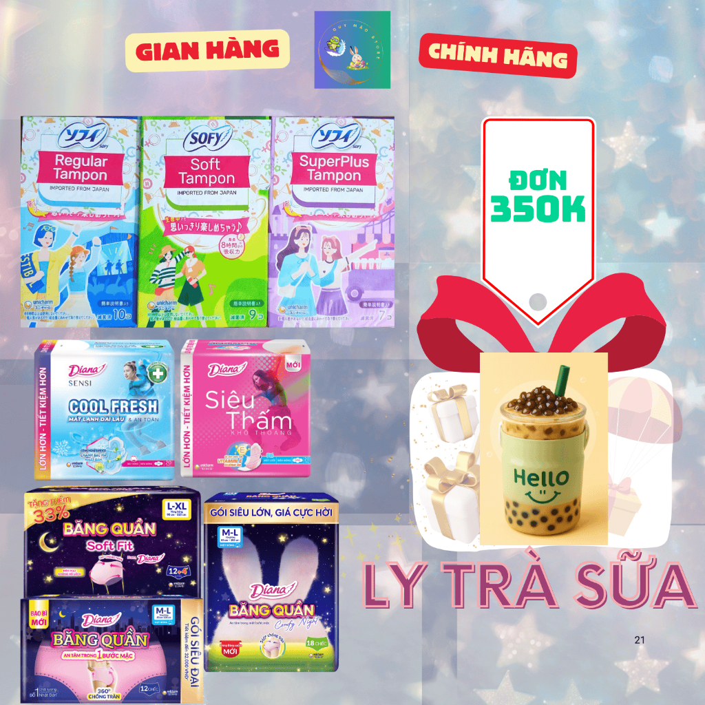 [Diana Unicharm] Băng Vệ Sinh Diana Sofy, Diana Ban Ngày, Diana Băng Quần