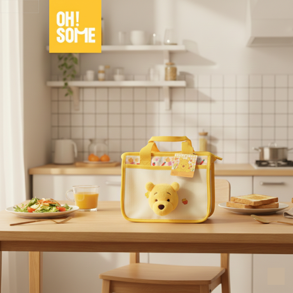 【OHSOME x Disney】- Túi đựng cơm giữ nhiệt văn phòng khóa kéo gọn nhẹ chống thấm gấu Pooh dễ thương