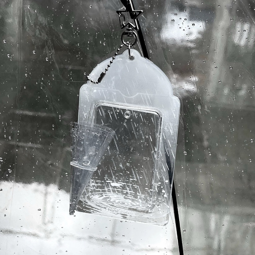 Holder PVC Mưa Có Ô Trong Suốt Marsh Mello Kèm Móc Khoá Đựng Card, Thẻ Ảnh...