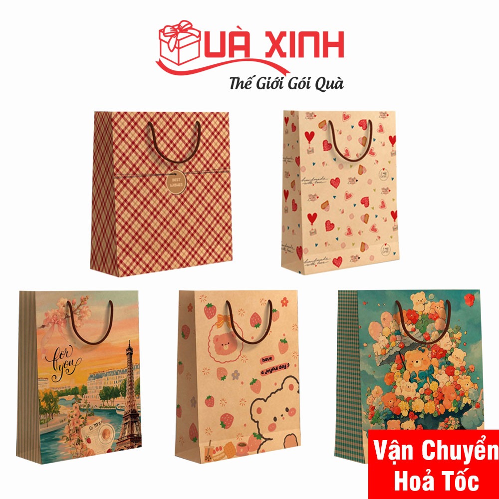 Combo 5 Túi Giấy Đựng Quà Tặng, Chất Liệu Kraft in offset, Đa Dạng Mẫu Mã Và Kích Thướt ( # TÚI K )