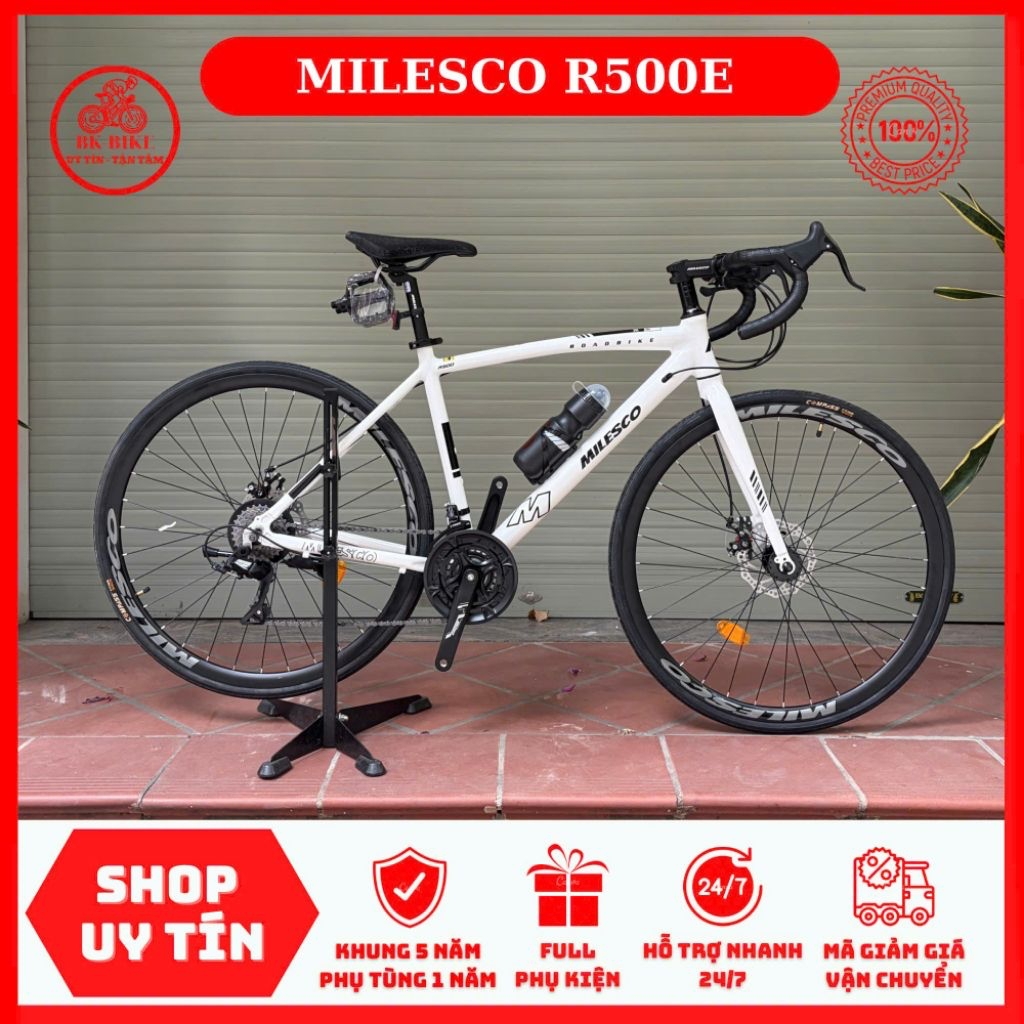 Xe Đạp MILESCO R500E • Khung nhôm, Group Ltwoo A2 3*7, moay-ơ 4 bạc líp nổ