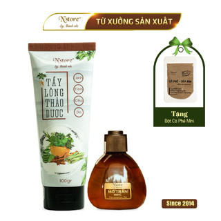  Combo Kem Tẩy Lông Thảo Dược N'store 100gr & Mỡ Trăn Triệt Lông N'store 75gr 