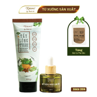  Combo Triệt Lông Nách,Bikini Kem Tẩy Lông Thảo Dược N'store 100gr & Mỡ Trăn Ngọc Lan Tây N'store 30ml 