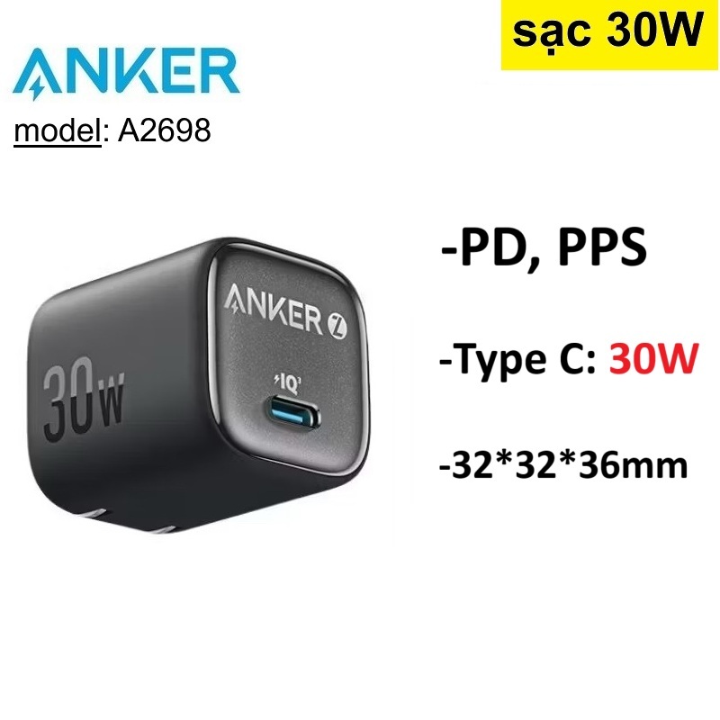 Củ sạc 30W Anker A2698 PD/PPS -Bảo Hành 12 tháng