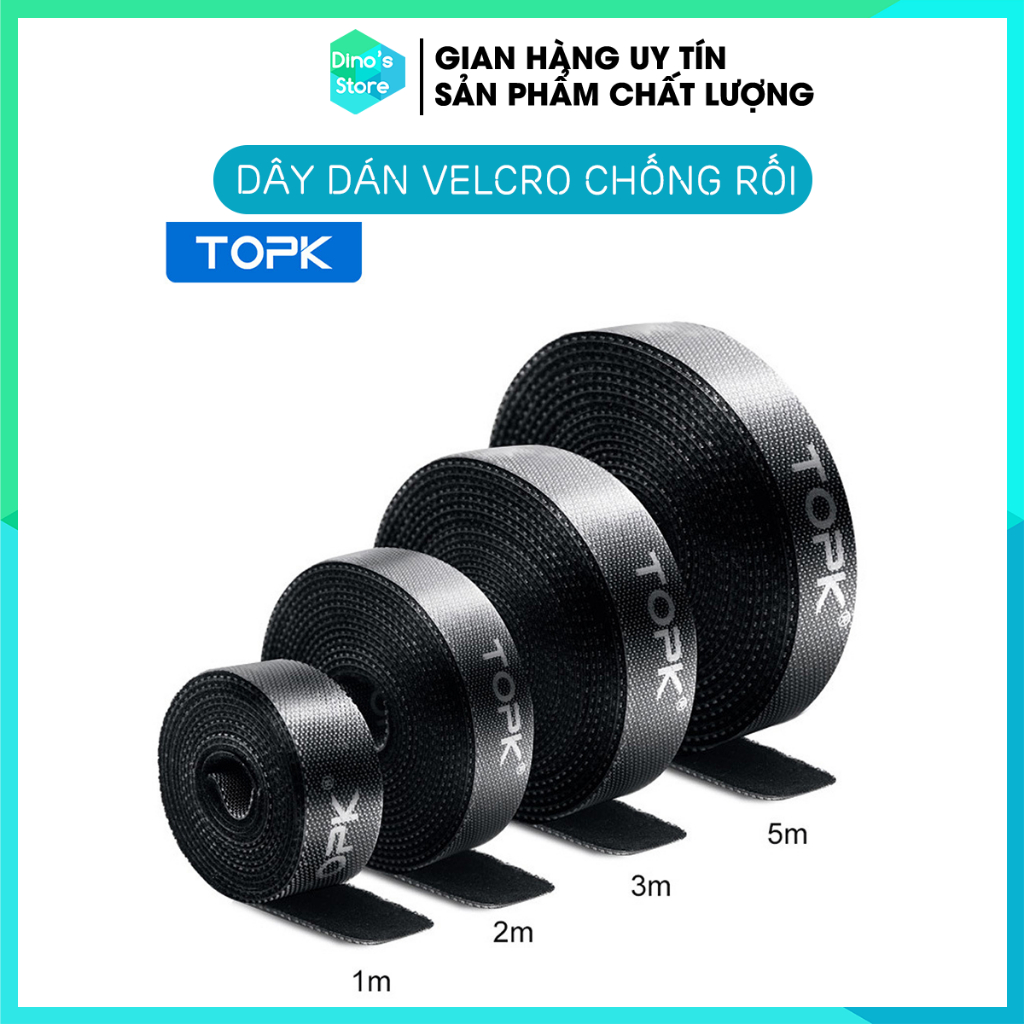 Dây Quấn Chống Rối TOPK dành Cho dây Cáp, Tai Nghe Tiện Dụng, Dây dán Velcro
