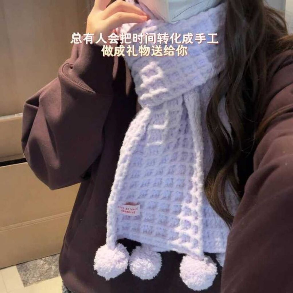 Khăn choàng len waffle hot trend cho mùa đông màu kẹo ngọt pastel dễ thương 🧣
