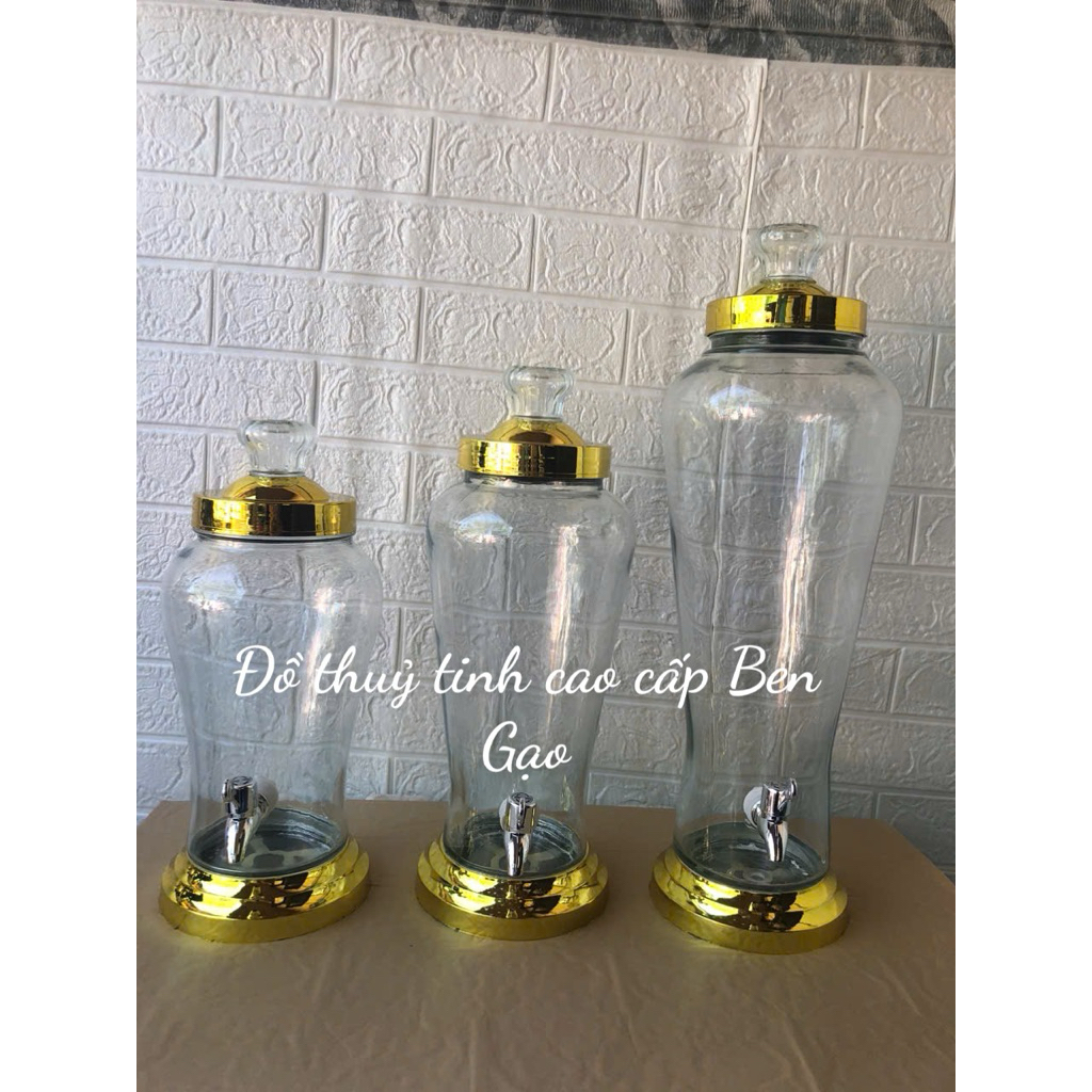 Bình Ngâm Rượu Thuỷ Tinh 3 Lít , 4 Lít , 7 Lit Không Vòi và có Vòi Inox