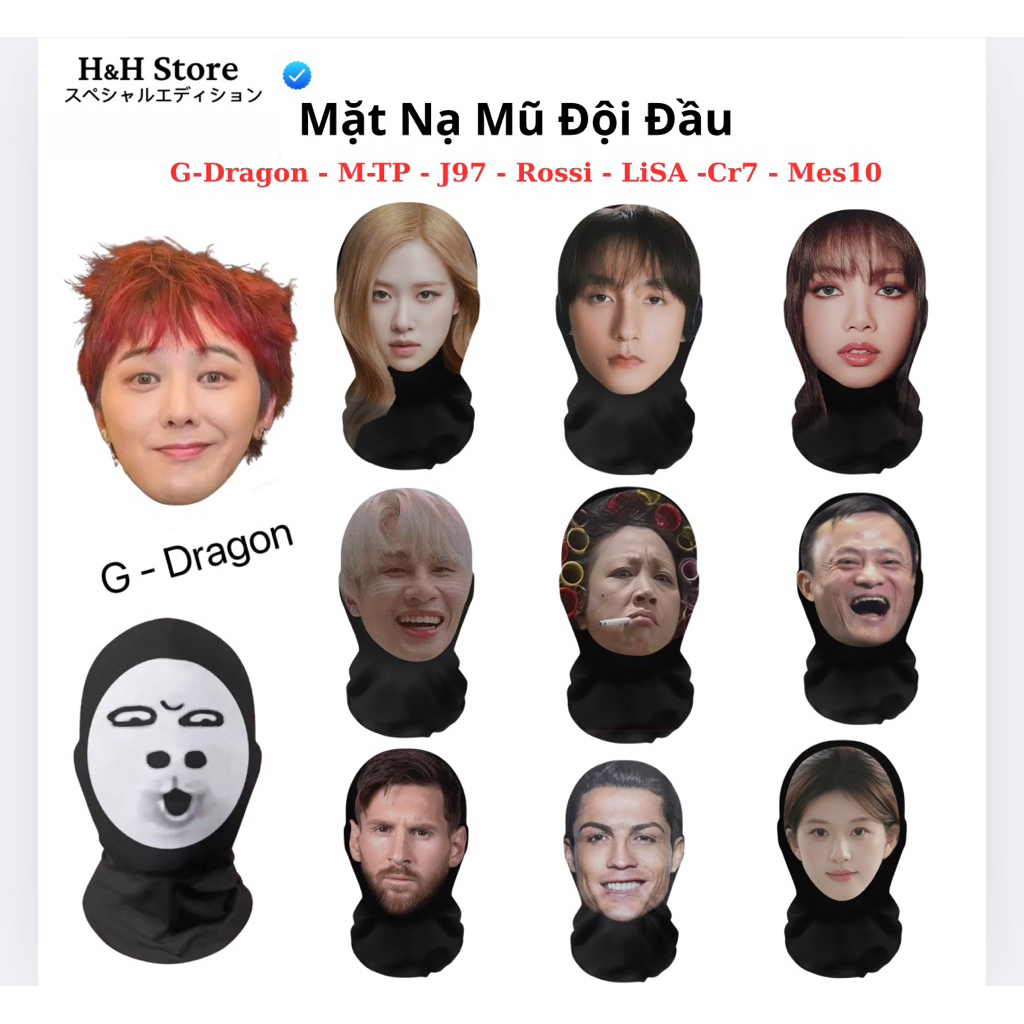 🔥 MẶT NẠ CR7, Mặt Nạ Mũ Đội Đầu IN Sắc Nét Đàn hồi Lưới liền mạch - Mặt nạ Cosplay NGƯỜI NỖI TIẾNG 🔥